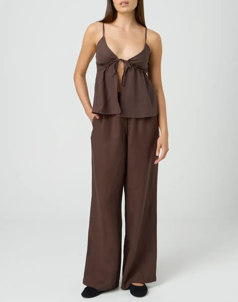 Linen Pleat Wide Leg Pant