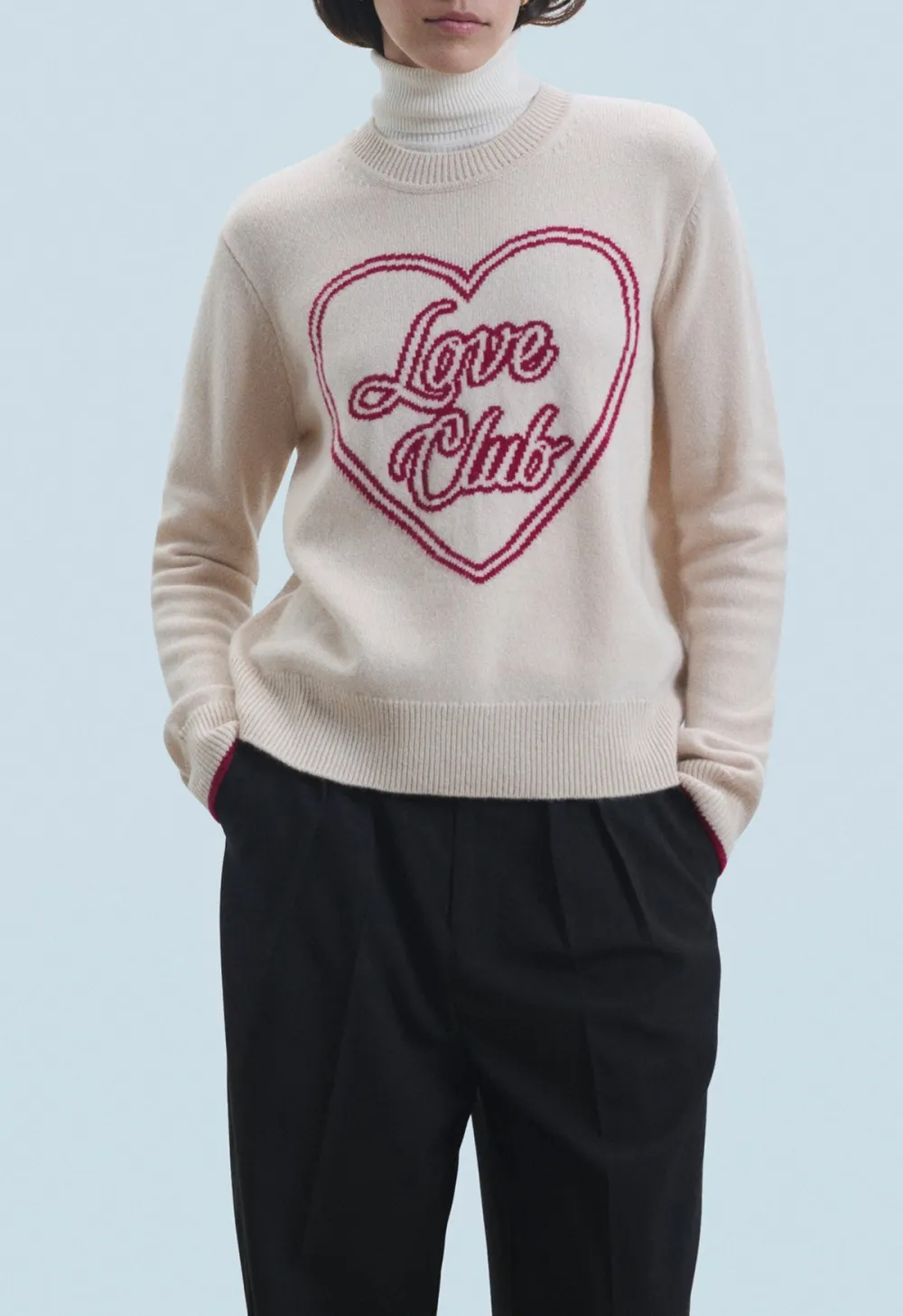 Heart-Print Crewneck Sweater