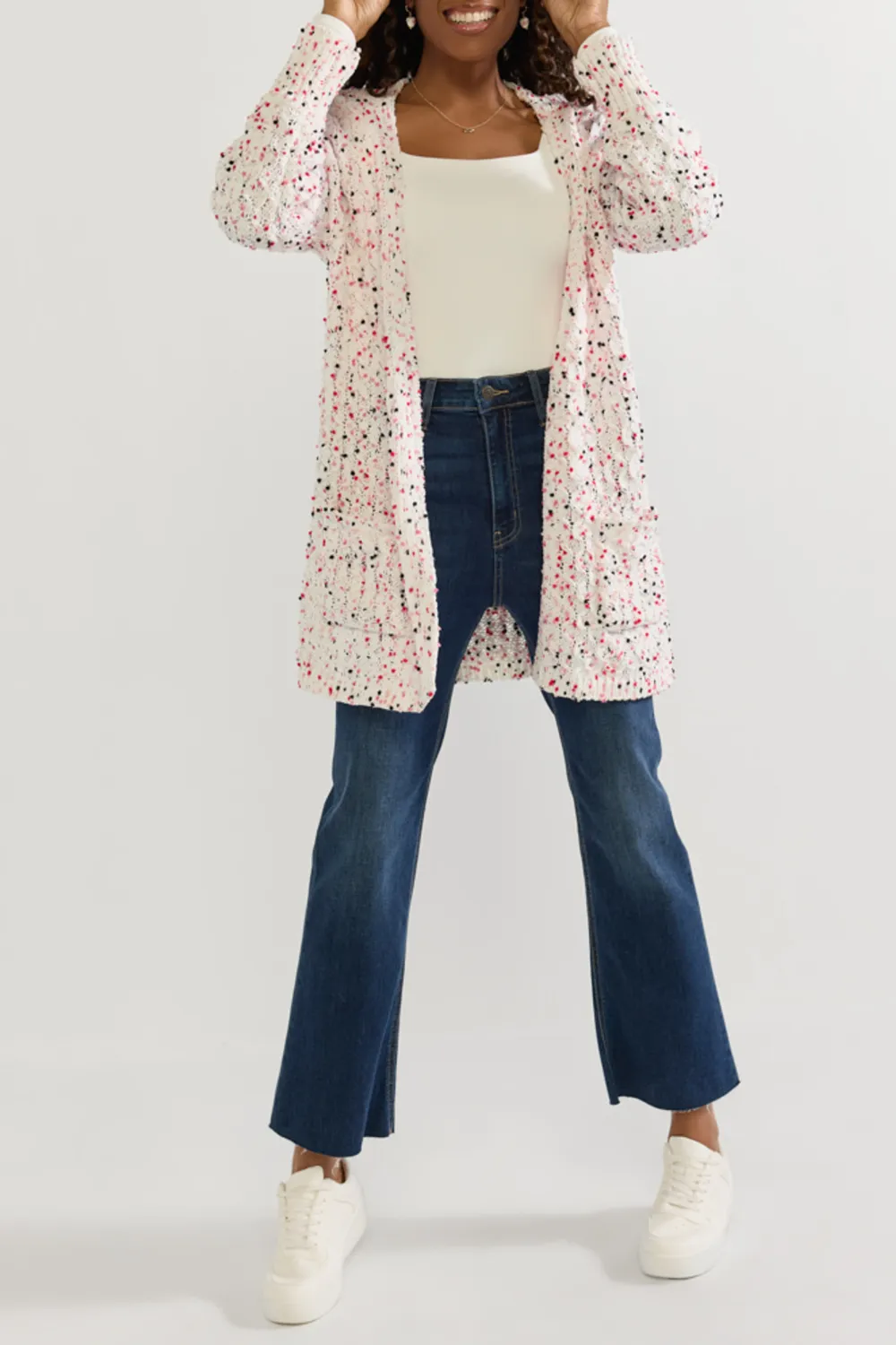 Taylor Popcorn Pattern Long Cardigan