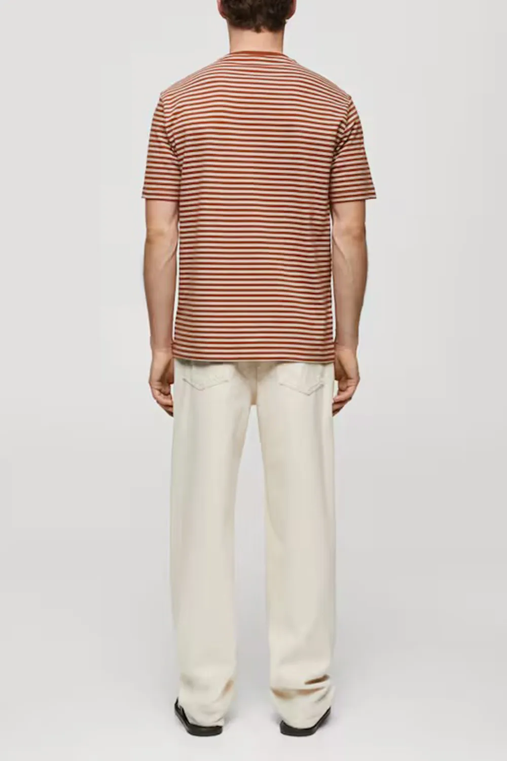 Striped cotton linen-blend T-shirt