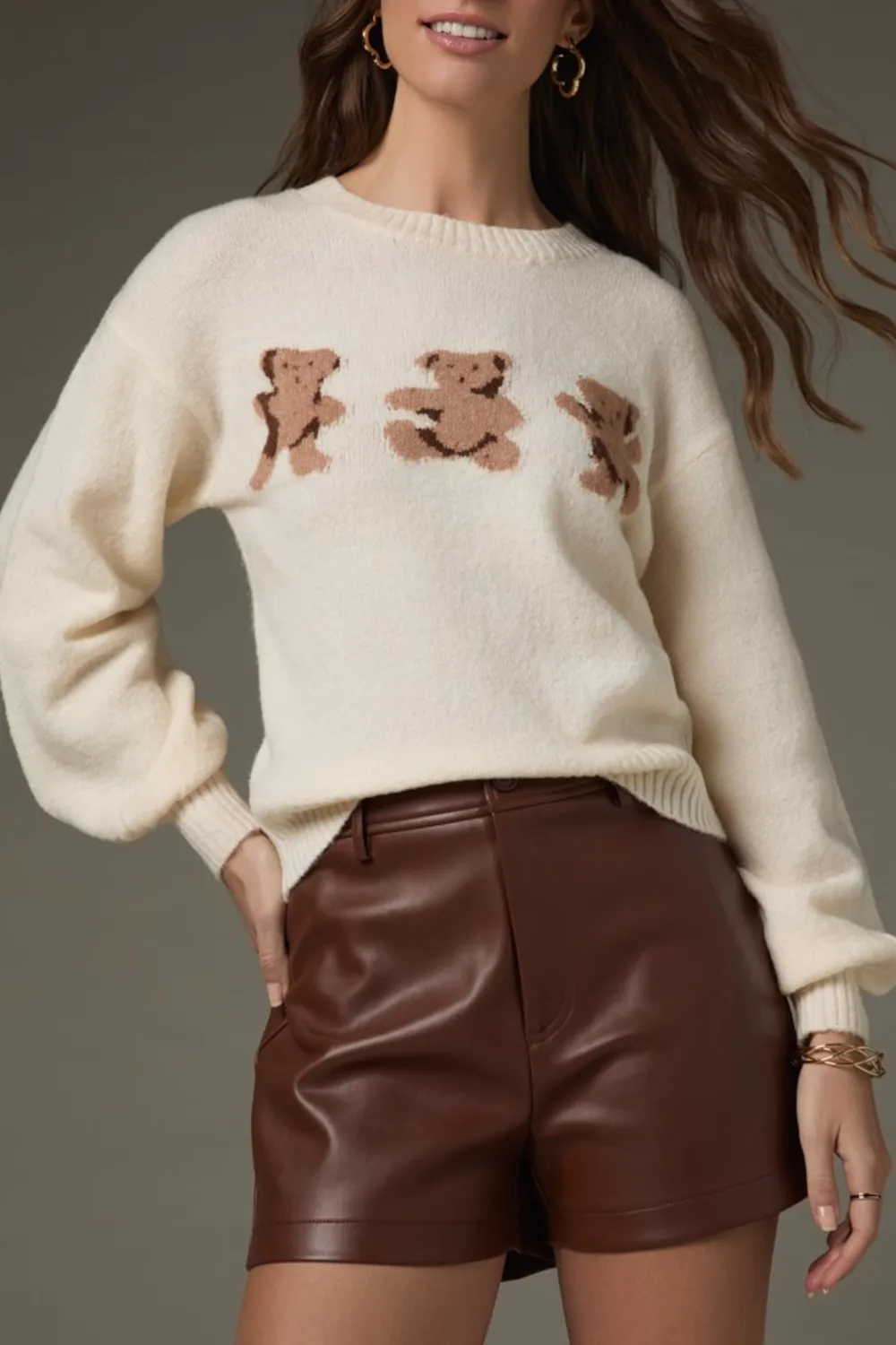 Jackie Teddy Graphic Pullover Sweater