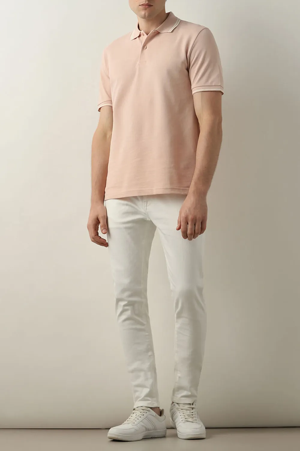 Pink Contrast Tipping Polo T-shirt