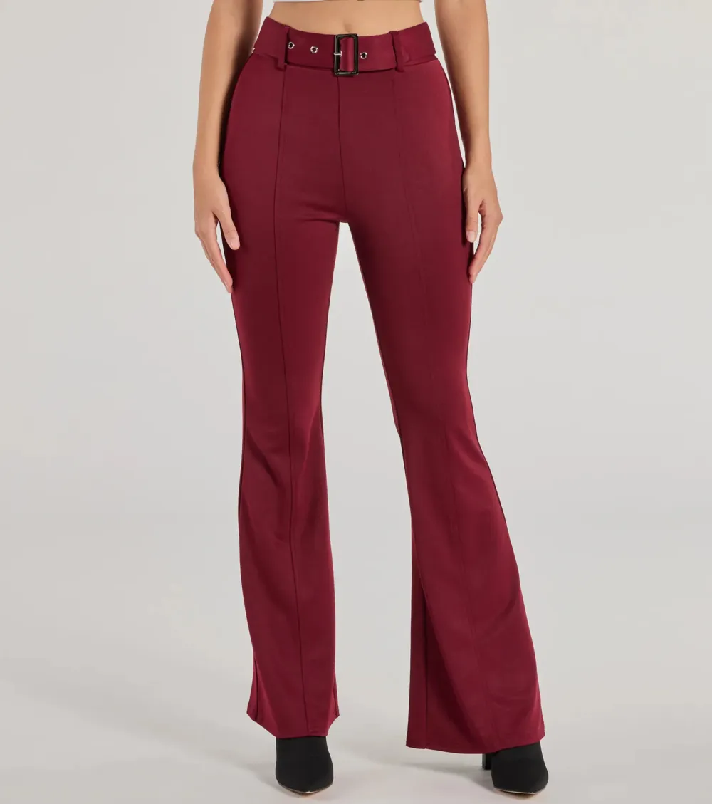 Polished Glam Belted Wide Leg Pants