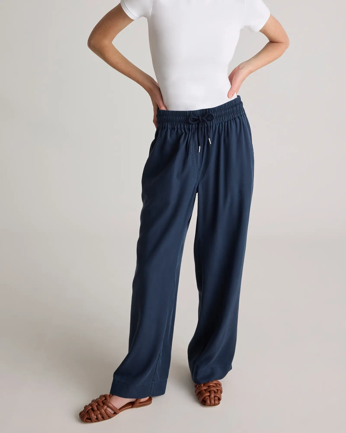 Vintage Wash Tencel Wide Leg Pants