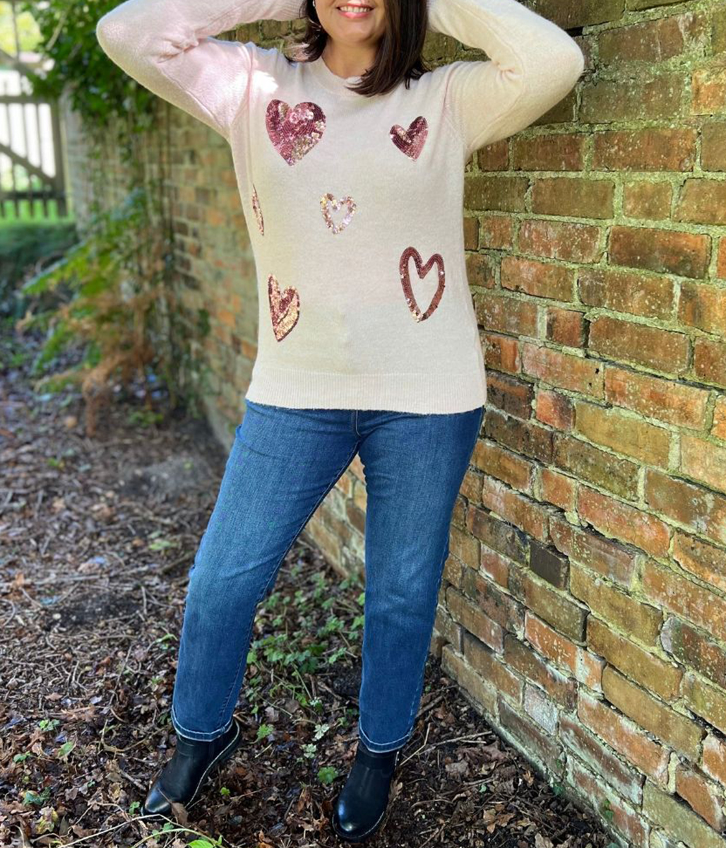 Pink Heart Sequin Jumper