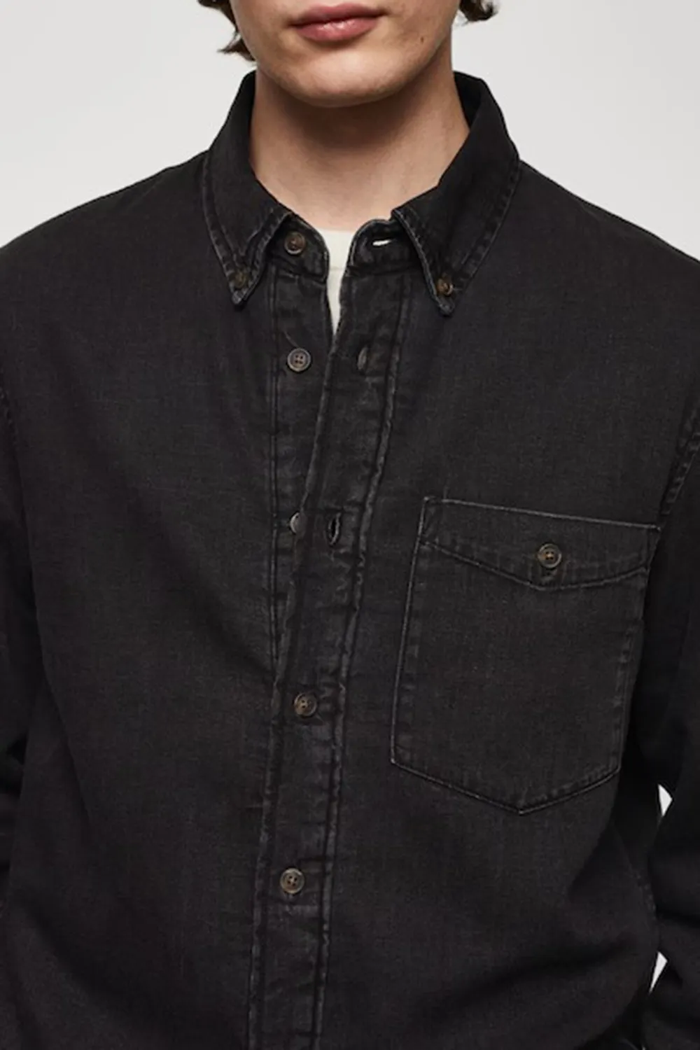 Quilted denim overshirt