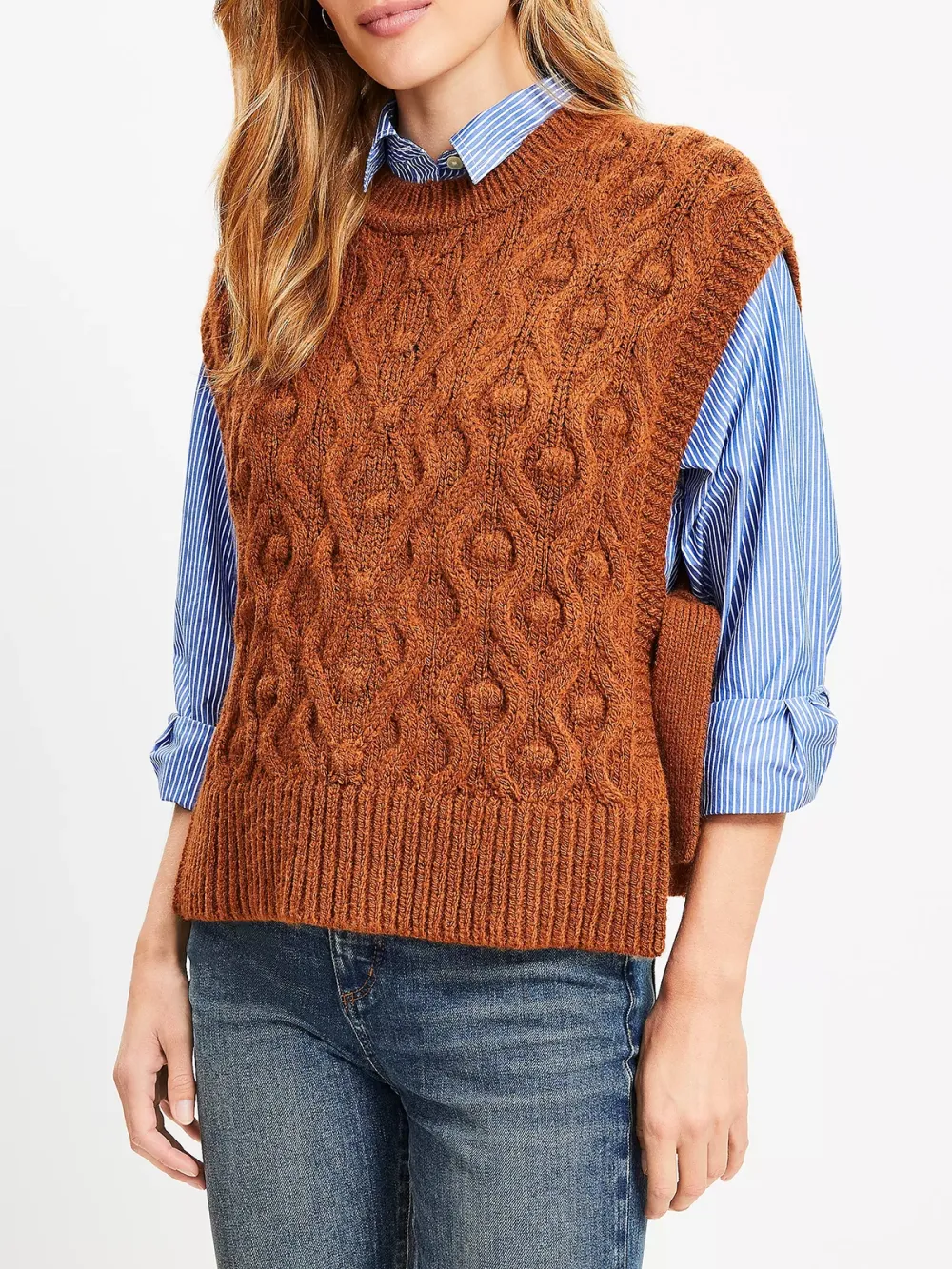 Bobble Cable Side Tie Sweater Vest