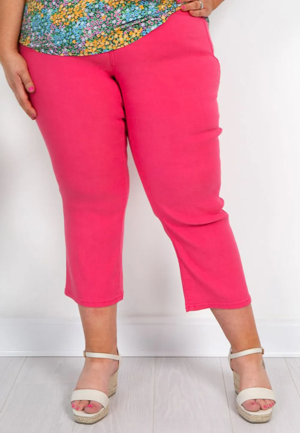 Pink Mid Rise Crop Jean