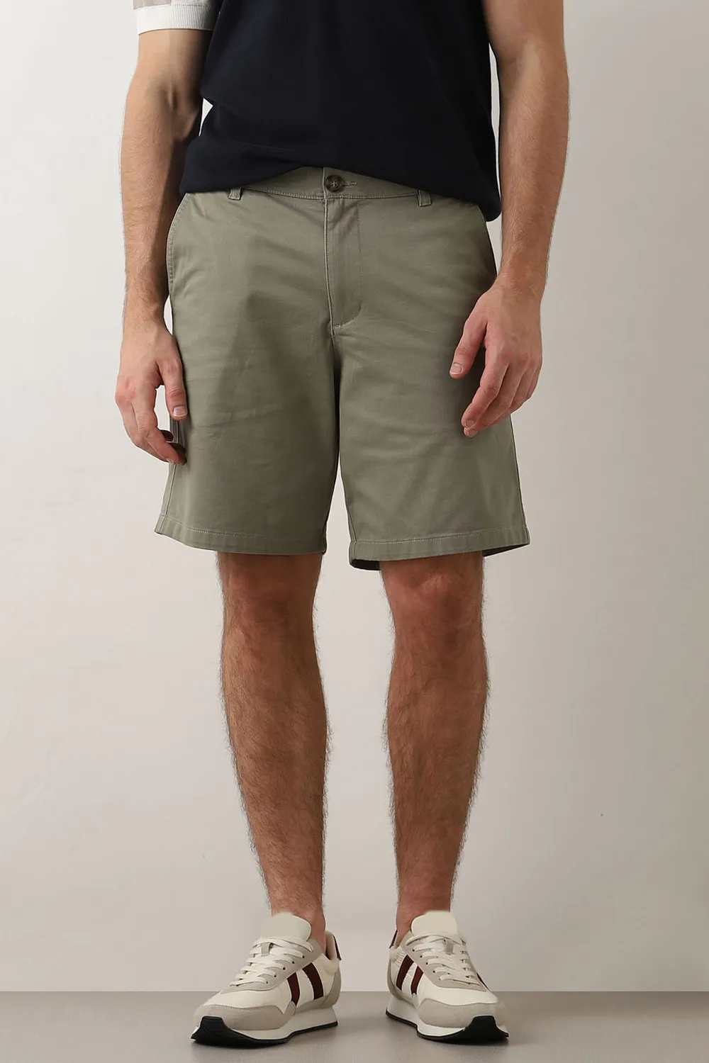 Off-White Mid Rise Cotton Chino Shorts