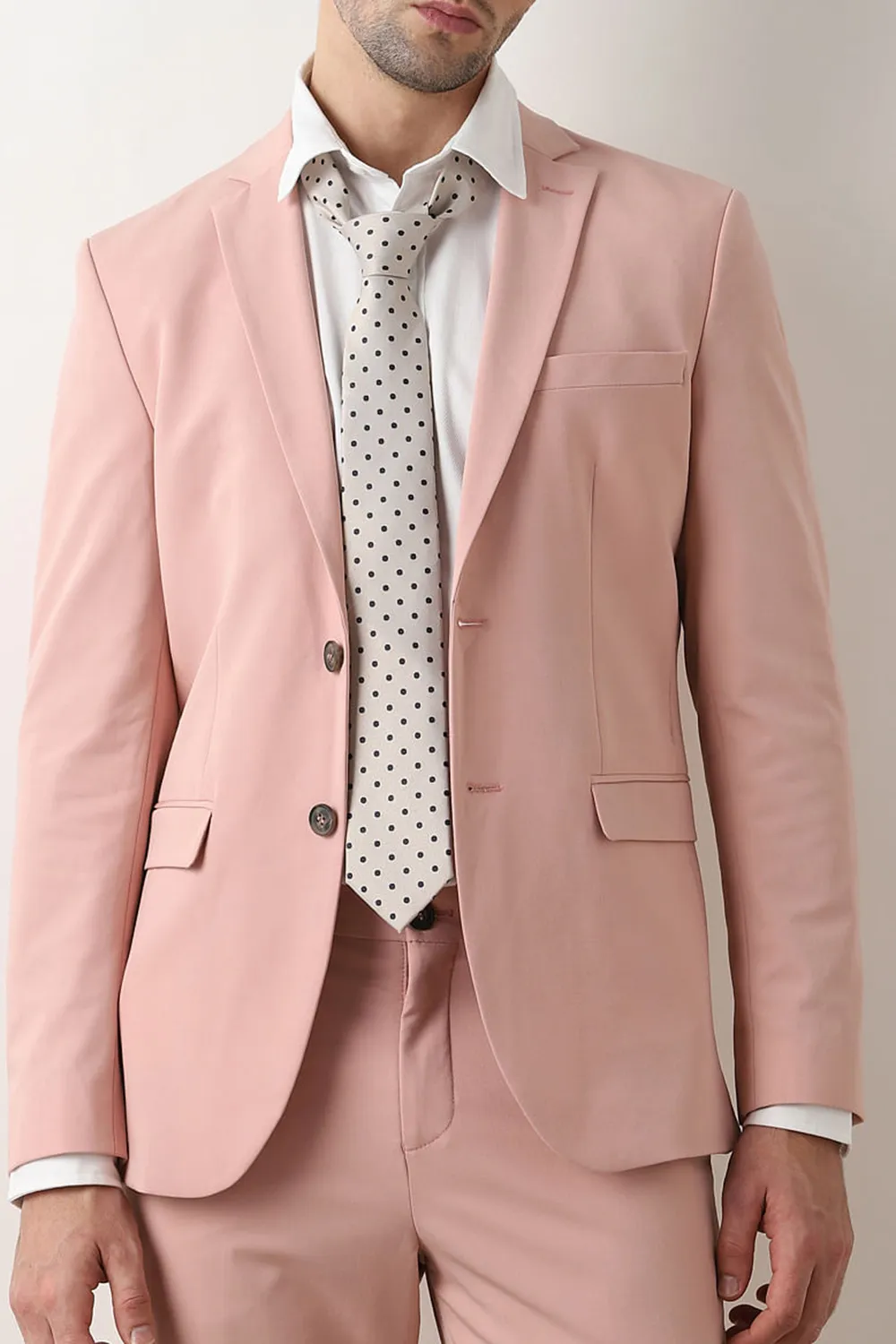 Pink Single Breasted Suit-Set Blazer