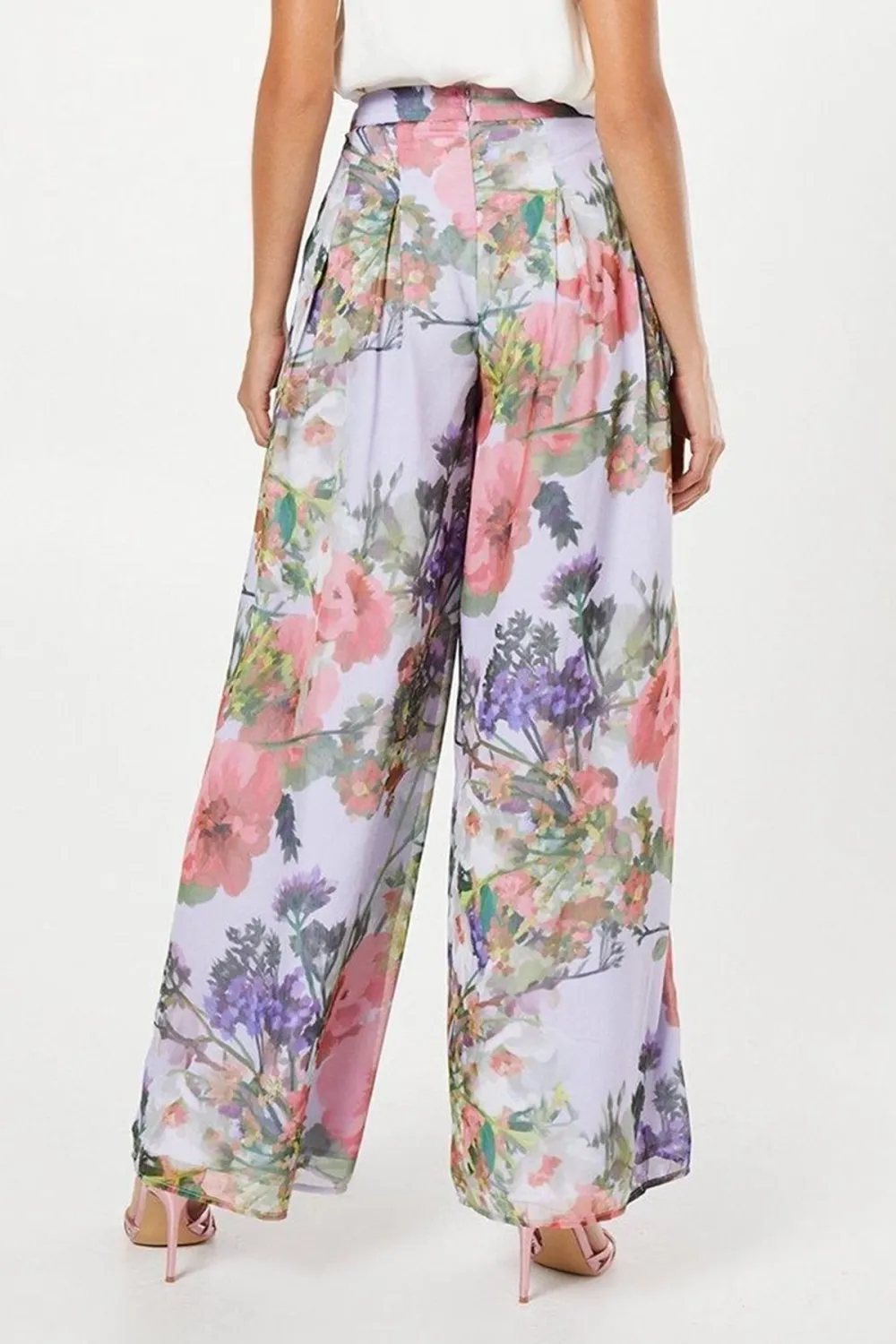 Printed Chiffon Wide Leg Trousers