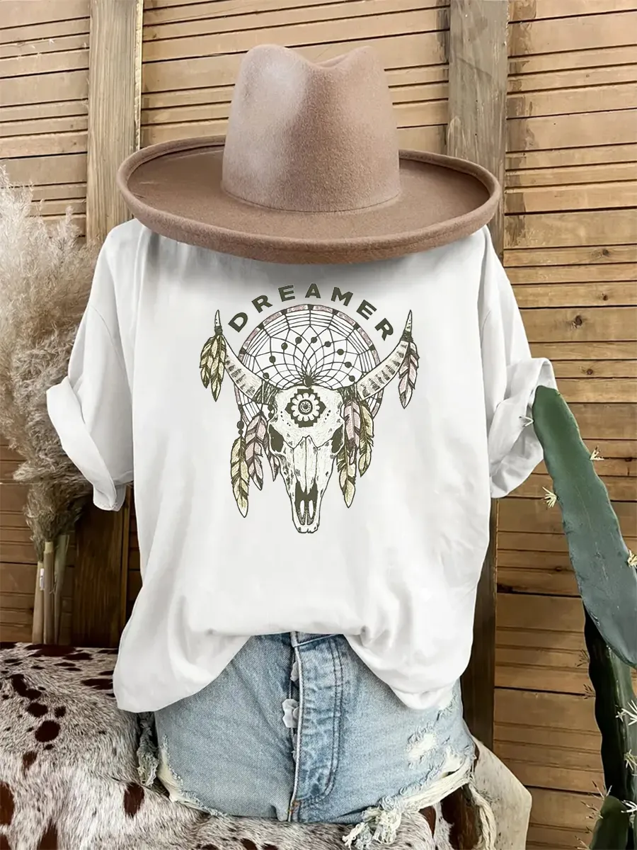 Dreamer Cow Skull T-shirt