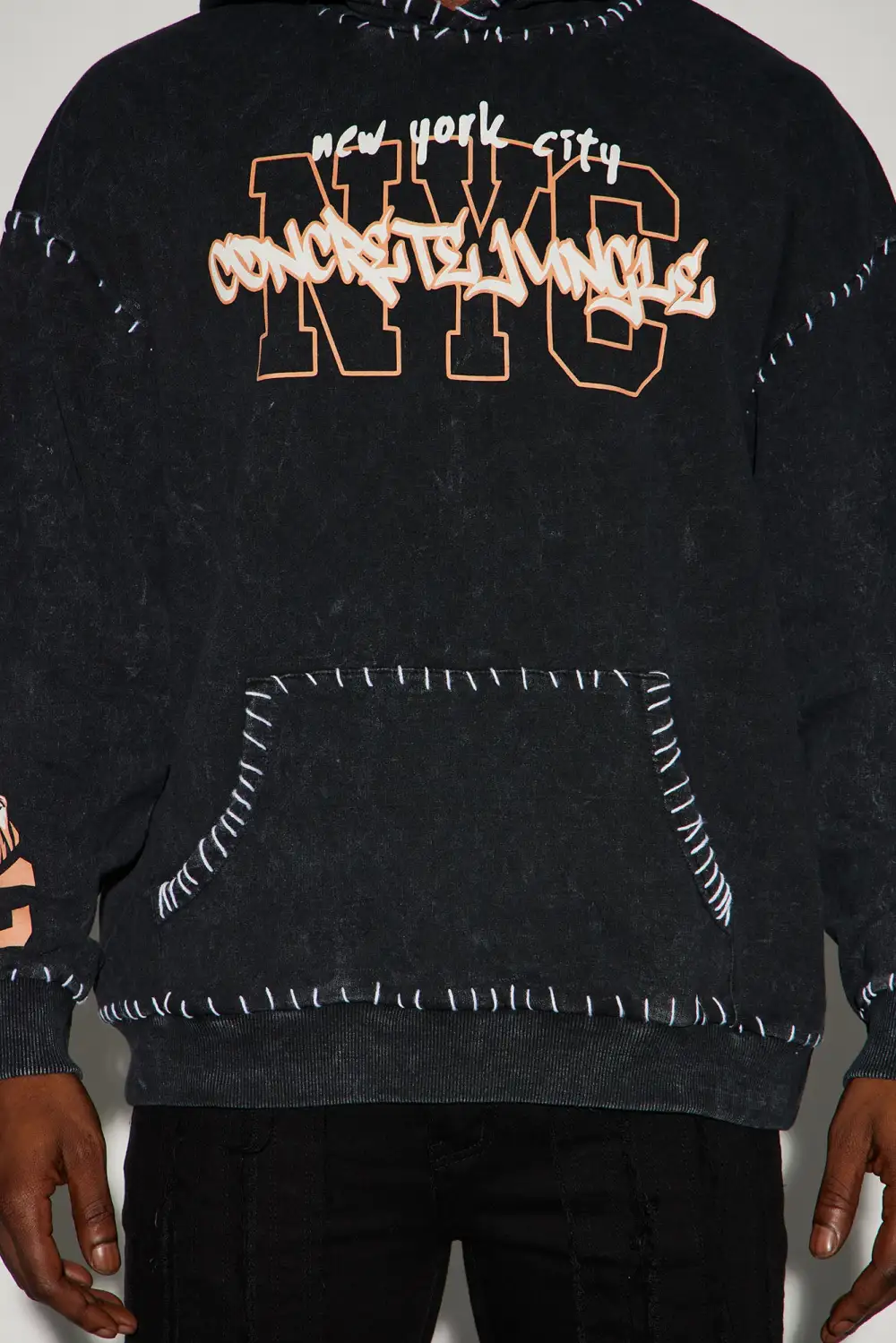 NYC Concrete Jungle Oversized Hoodie - Black