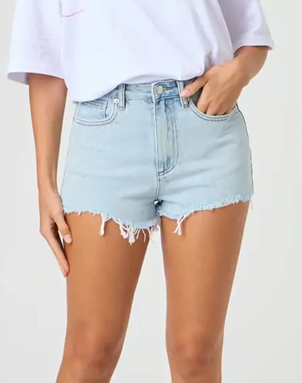 High Rise Denim Mini Short