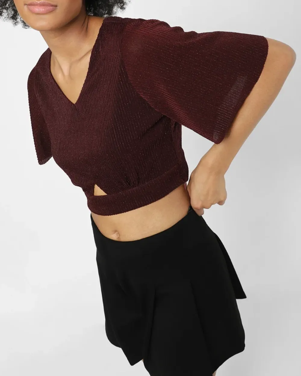 Maroon Cut Out Crop Top