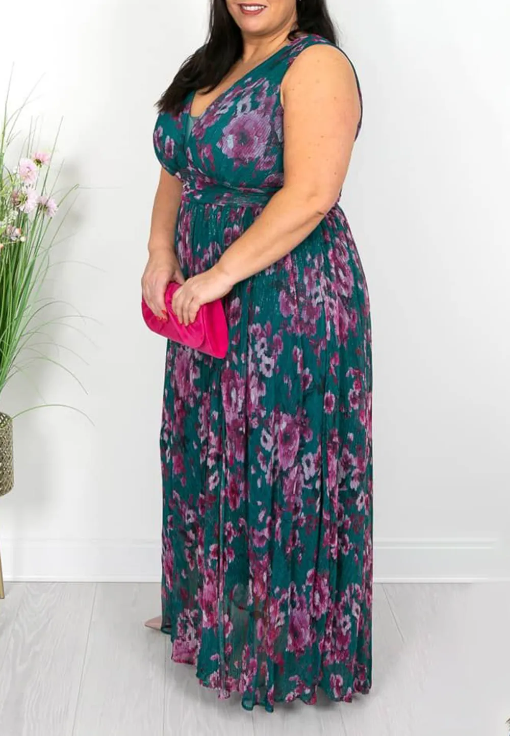 Emerald Green and Purple Lurex Maxi