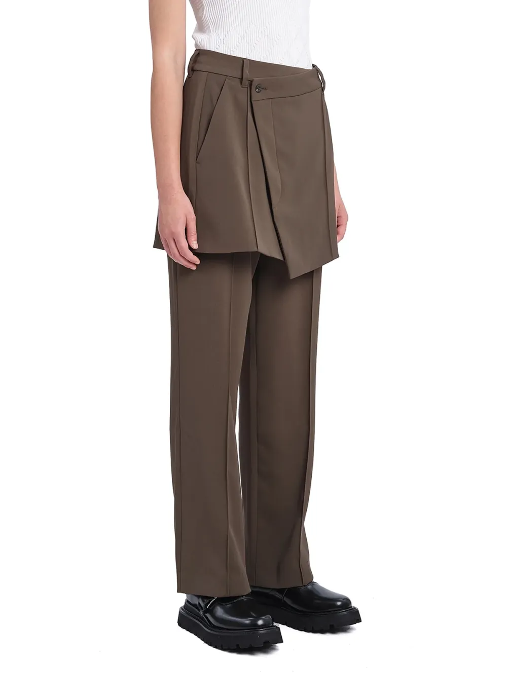 2 in 1 Brown Straight-Fit Pants