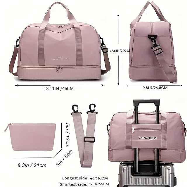 Women's Handbag Tote Gym Bag Fluffy Bag Oxford Cloth Outdoor Daily Zipper Large Capacity Solid Color Black Pink Dark Pink