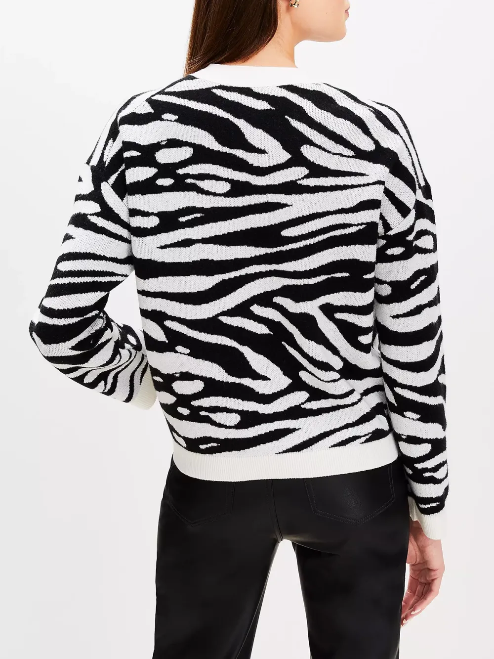 Zebra Print V-Neck Cardigan