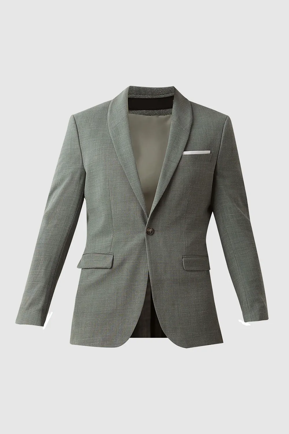 Green Linen Single Breasted Suit-Set Blazer