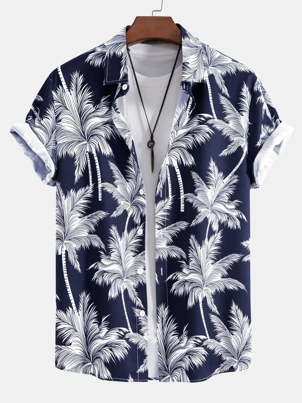 Palm Tree Print Button Up Shirt & Swim Short