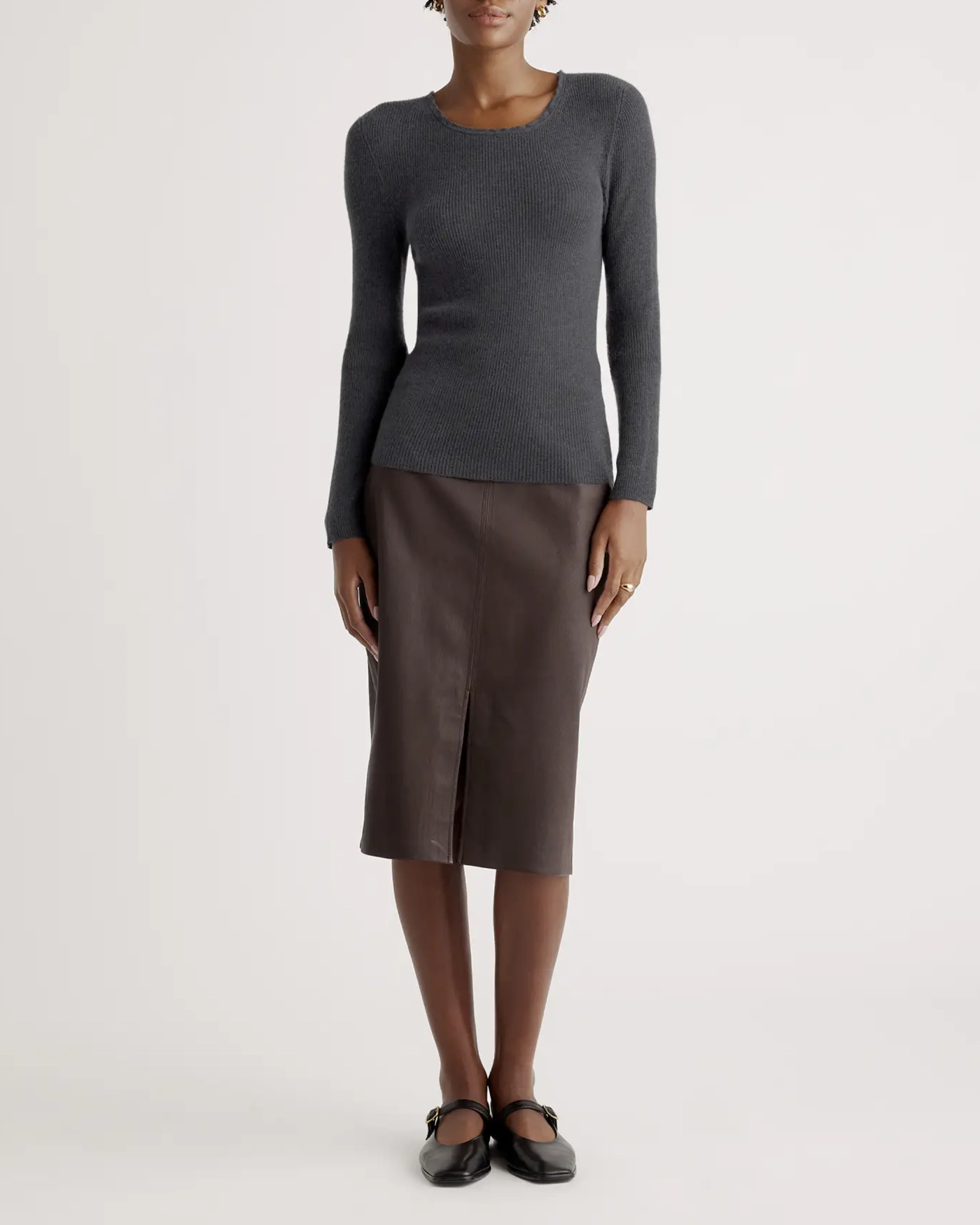 Featherweight Cashmere Ribbed Crewneck Sweater