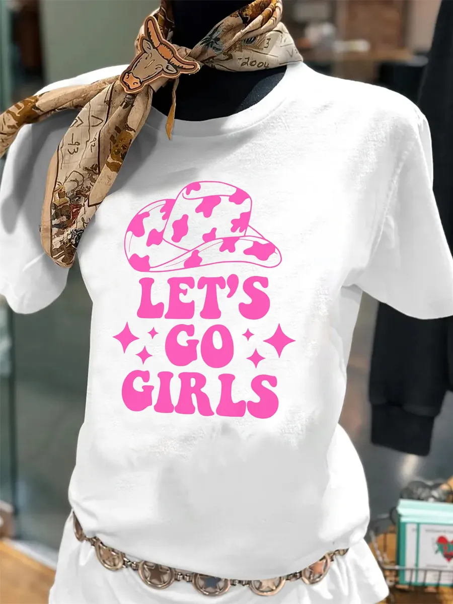 Cowboy Hat Let's Go Girls Western Cowgirls T-Shirt