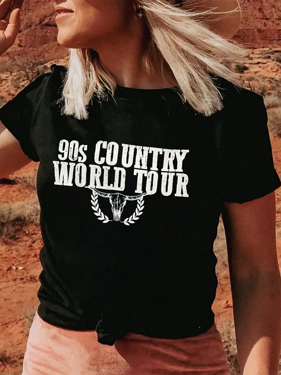 90s Co Country World Tour slogan T-shirt