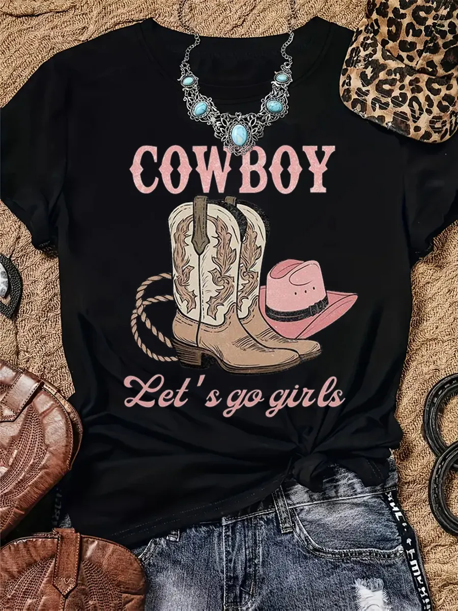 Wild West Cowboy Women's Boots Pattern T-shirt