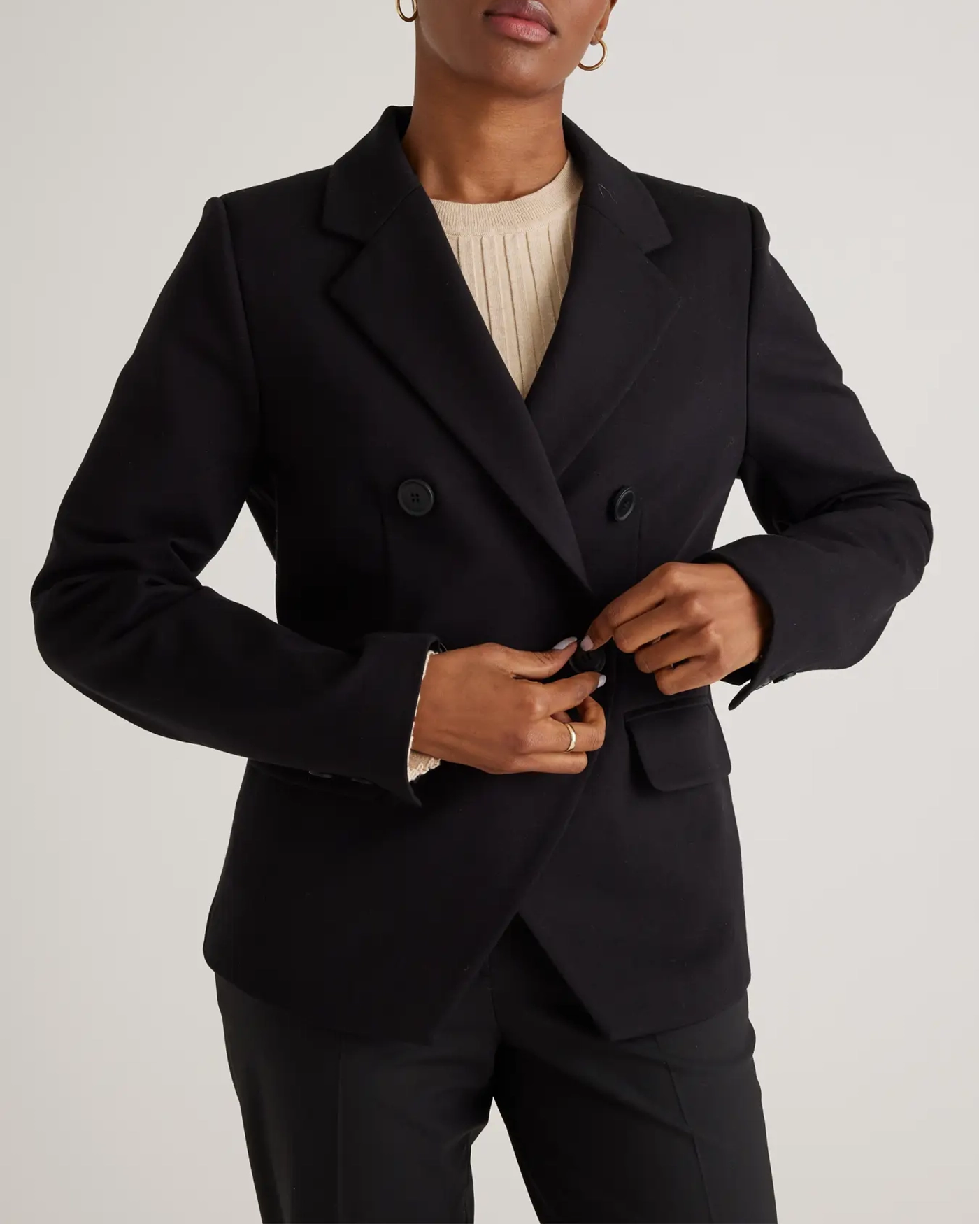 Ultra-Stretch Ponte Double Breasted Blazer