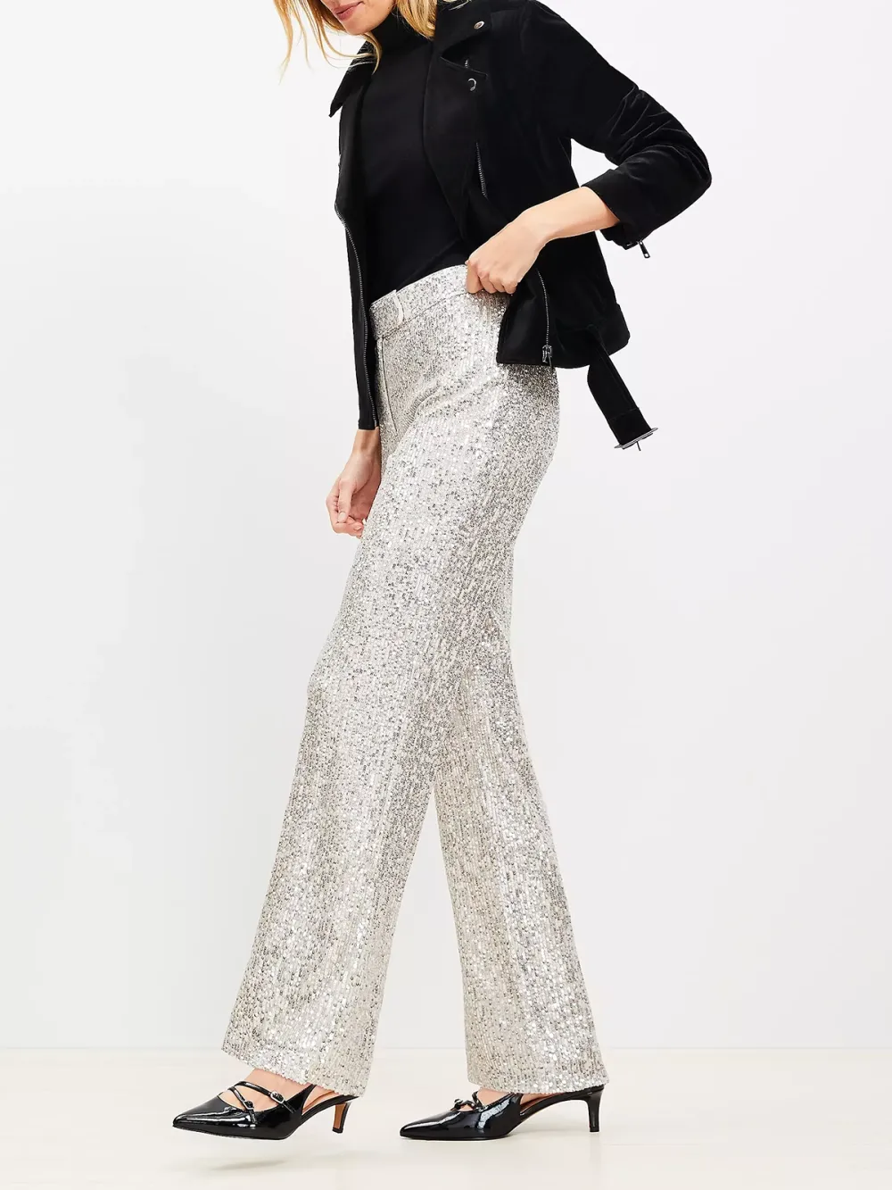 Sequin Straight Pants