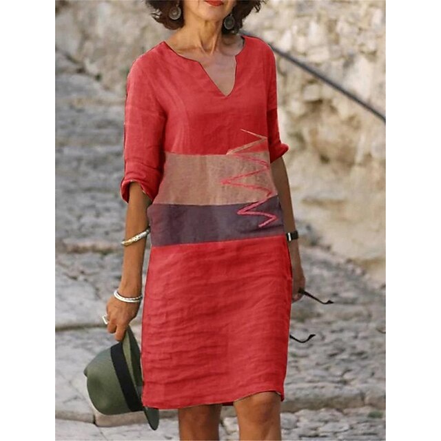 Women‘s Casual Dress Ethnic Dress Shift Dress Midi Dress Leopard Black White Half Sleeve Floral Print Summer Spring V Neck Basic Daily Vacation Weekend 2023 S M L XL XXL 3XL