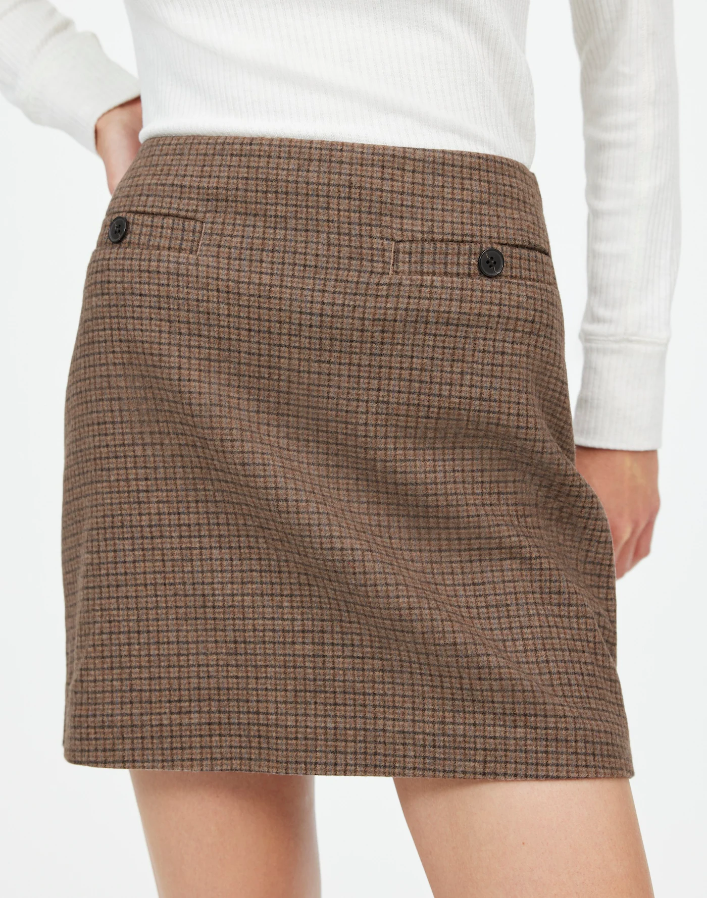 Wool-Blend Mini Skirt in Check