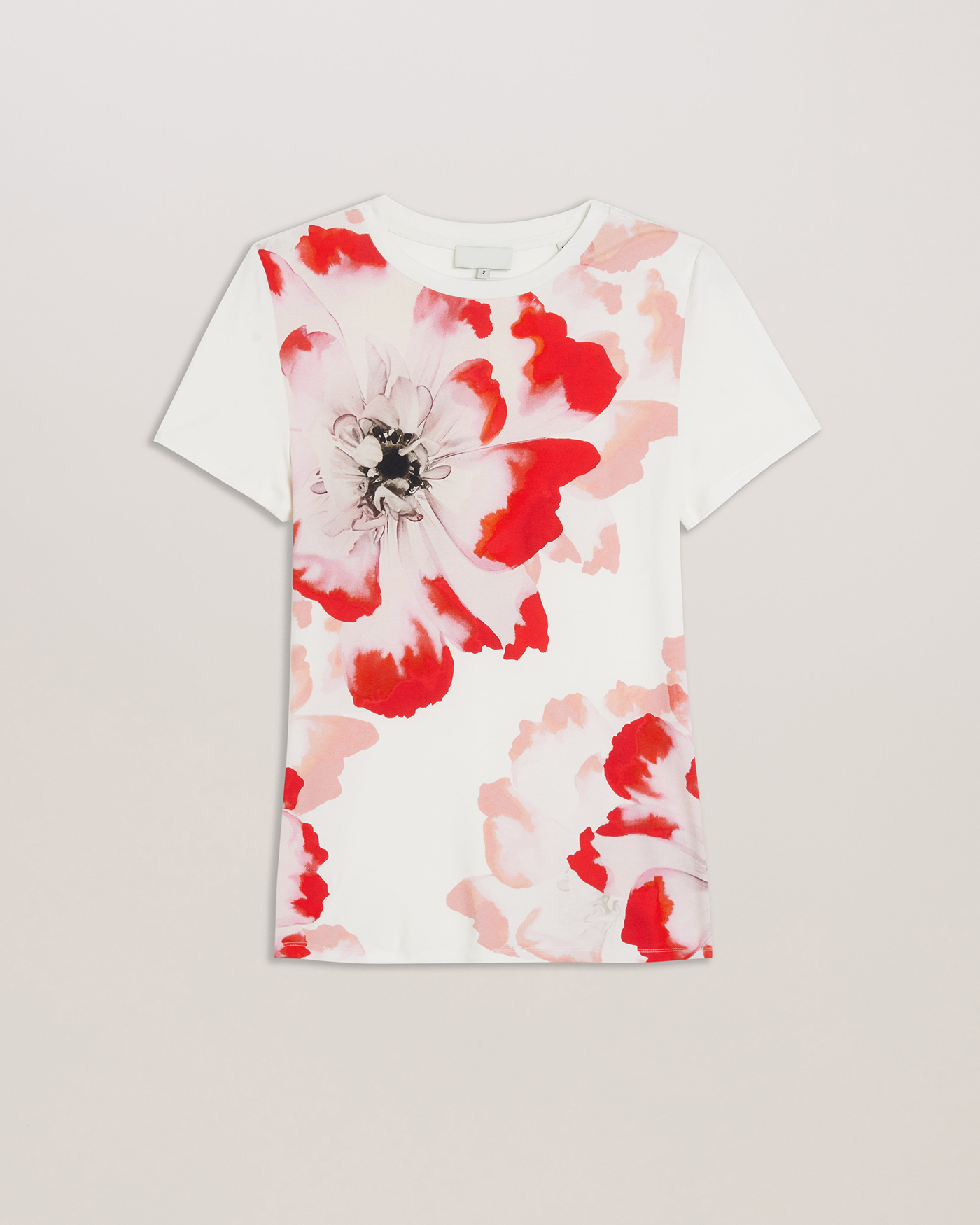 Sindhaa Printed Short Sleeve Fitted Tee Ivory