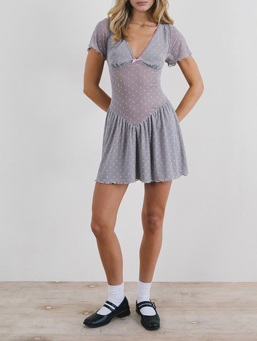 Geni Mini Dress In Heart Flock Grey