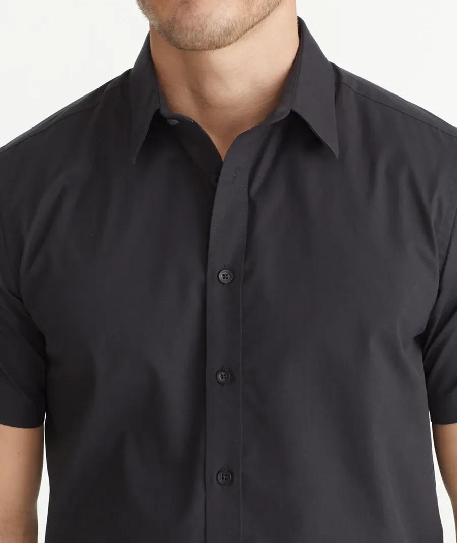 Black Short Sleeve Men Blouse