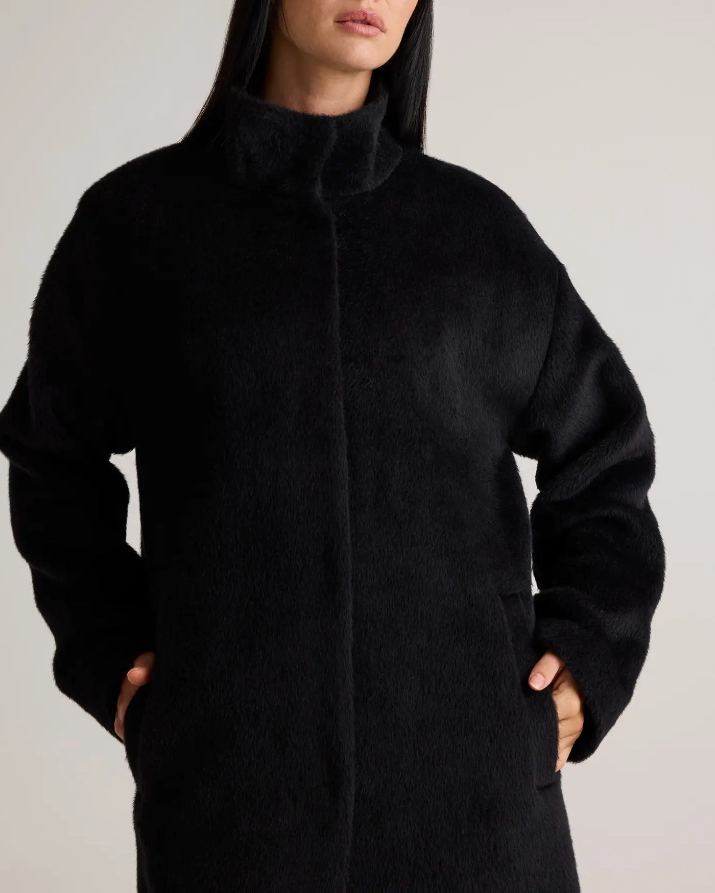 Alpaca-Wool Stand Collar Coat