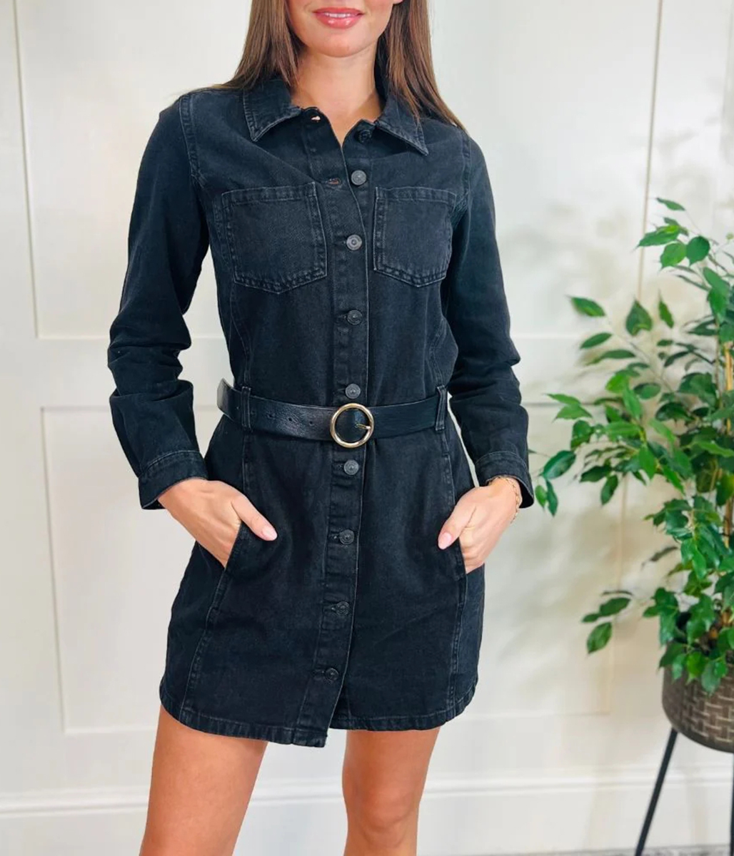 Black Denim Shirt Dress