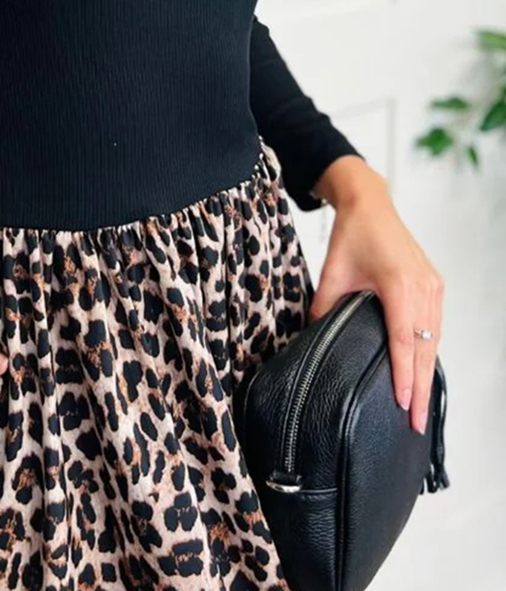 Mocha Leopard Midi Dress