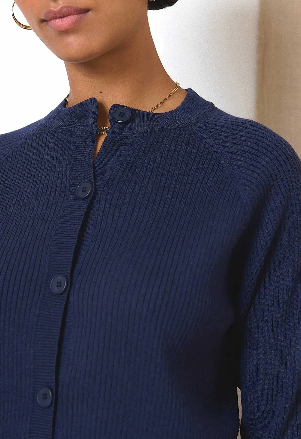 Navy Long-Sleeved Classic Cardigan