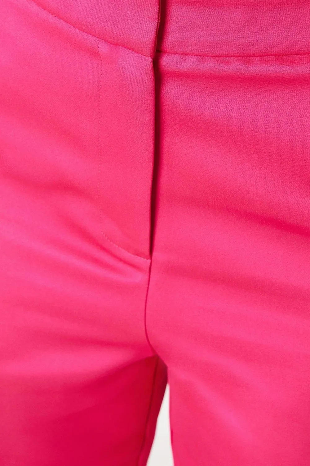 Slim Flare Structured Satin Trouser-Hot Pink