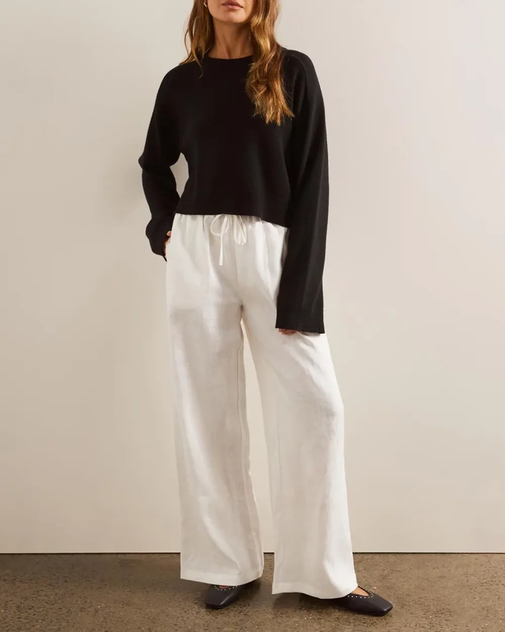 Drawstring Waist Relaxed Linen Pants