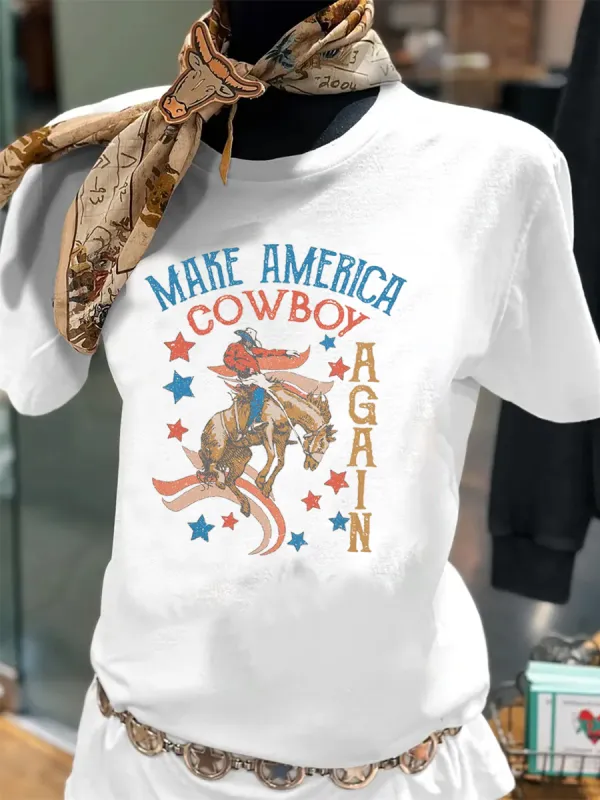 Make America Great Again Cowboy Knight Pattern T-shirt