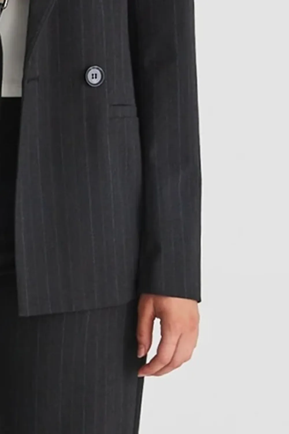 Officer Charcoal Pinstripe Double Breasted Blazer