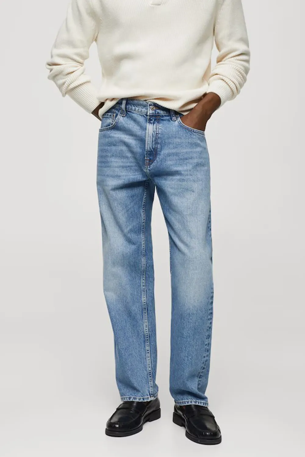 Regular-fit medium-wash jeans