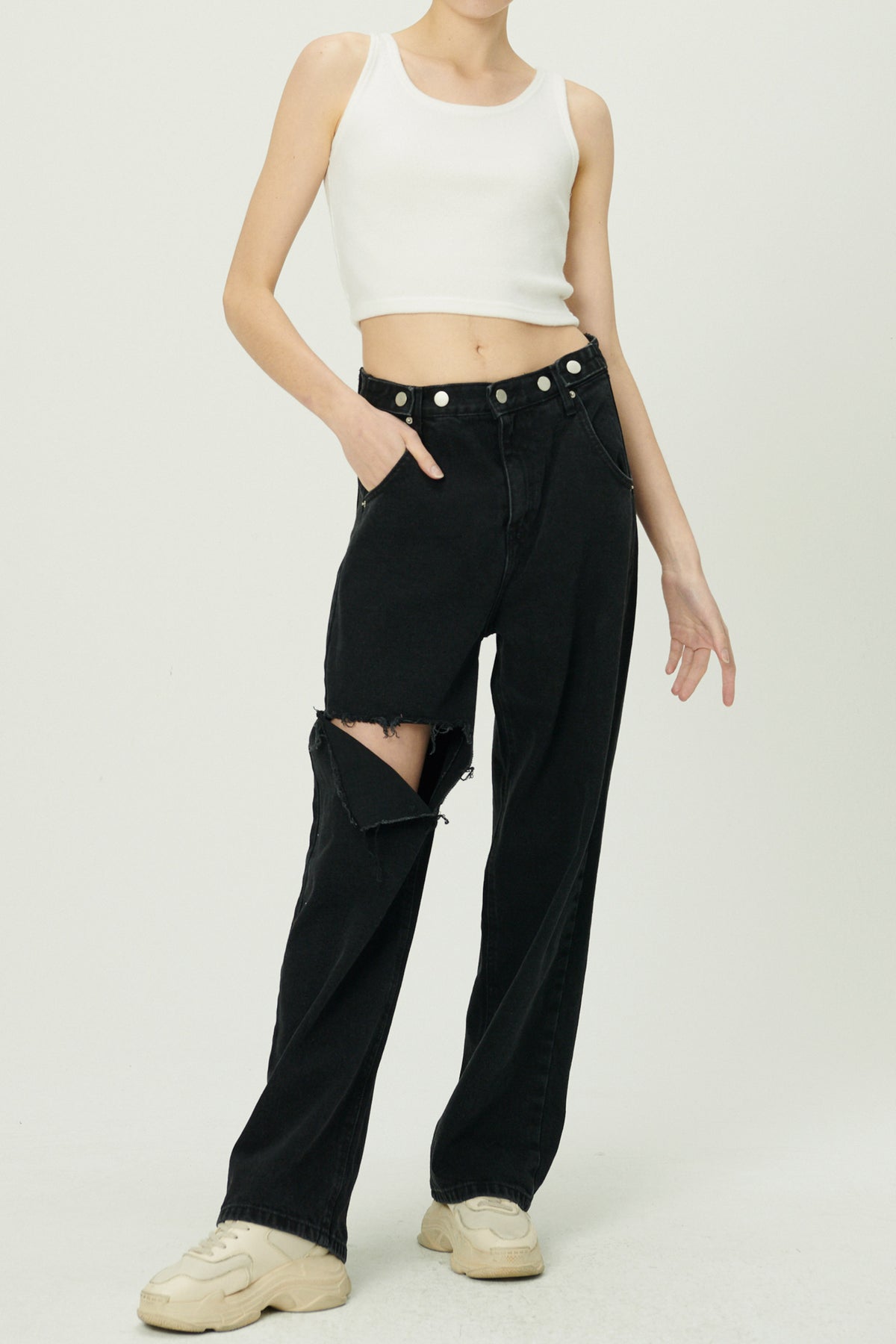 Elo Cutout Wide Leg Jeans