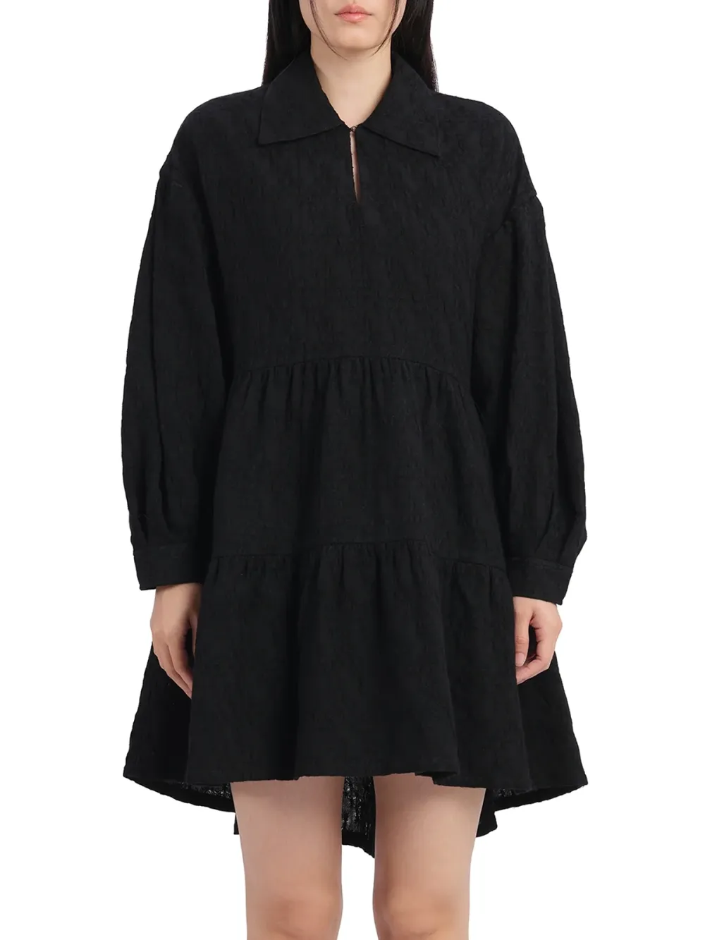 Pleated Sleeves Dress