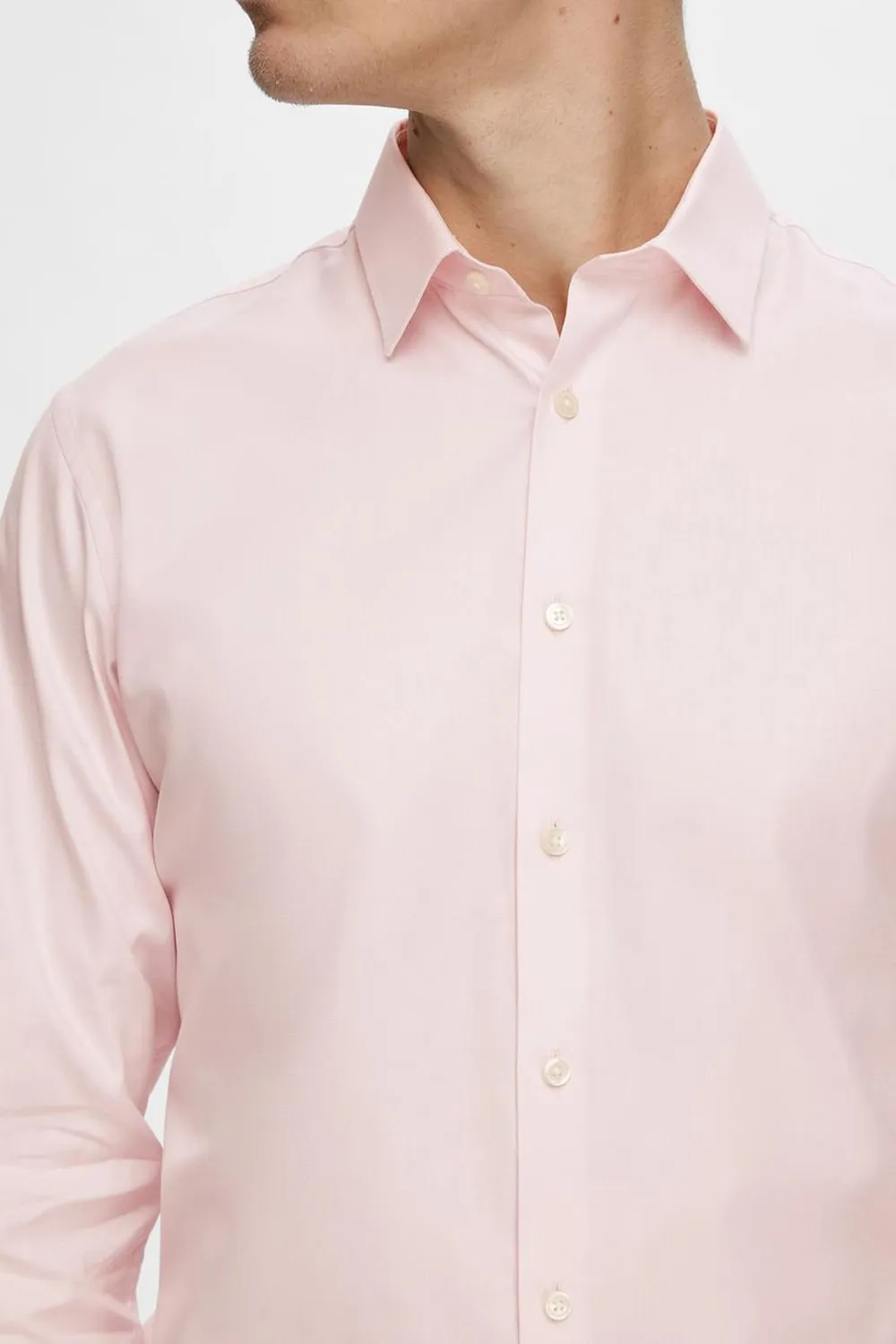 Pink Cotton Slim Full Sleeves Shirt