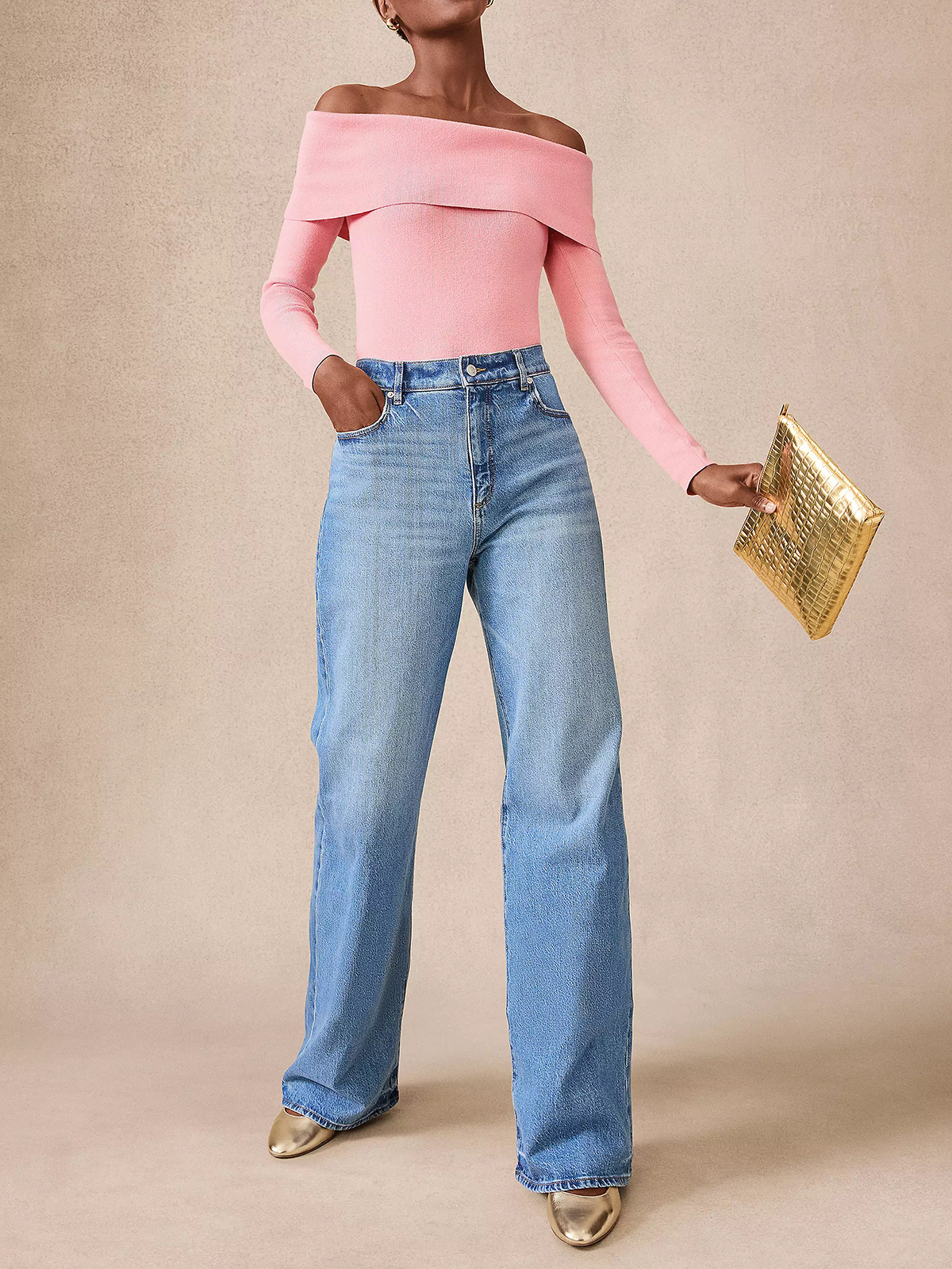 High Rise Wide Leg Jeans in Bright Mid Indigo Wash