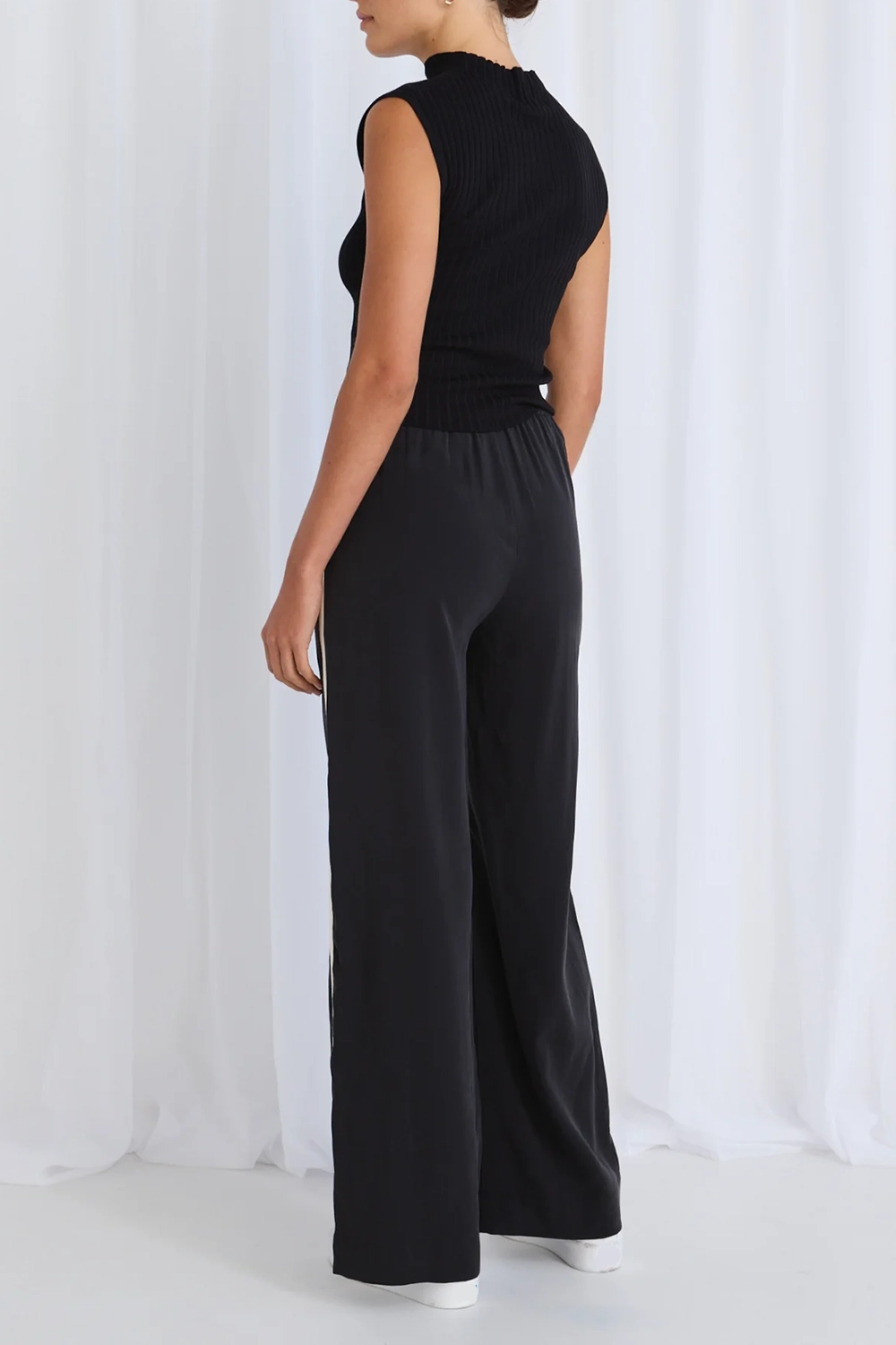 Townie Black Stripe Side Tape Wide Leg Pants